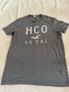 Hollister Gray Crew Neck Logo Tee Vintage